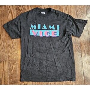 Miami Vice Shirt Y2K Retro Black Adult Medium Universal Studios Alstyle